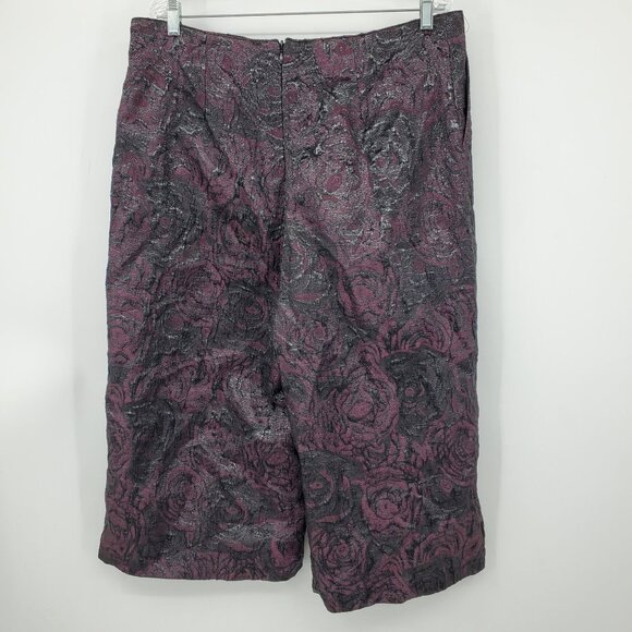 NWT Asos Cropped Wide Leg Purple Jacquard Whimsigoth High Rise Pants Size 14 - Picture 4 of 9